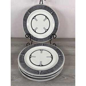 HF Coors Santa Fe Railway Mimbreno Dinner Plates Black White Set of 4 10"